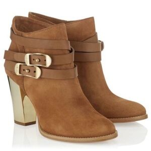 Jimmy Choo Melba Suede Ankle Boots Women 37 in Sandalwood Brown